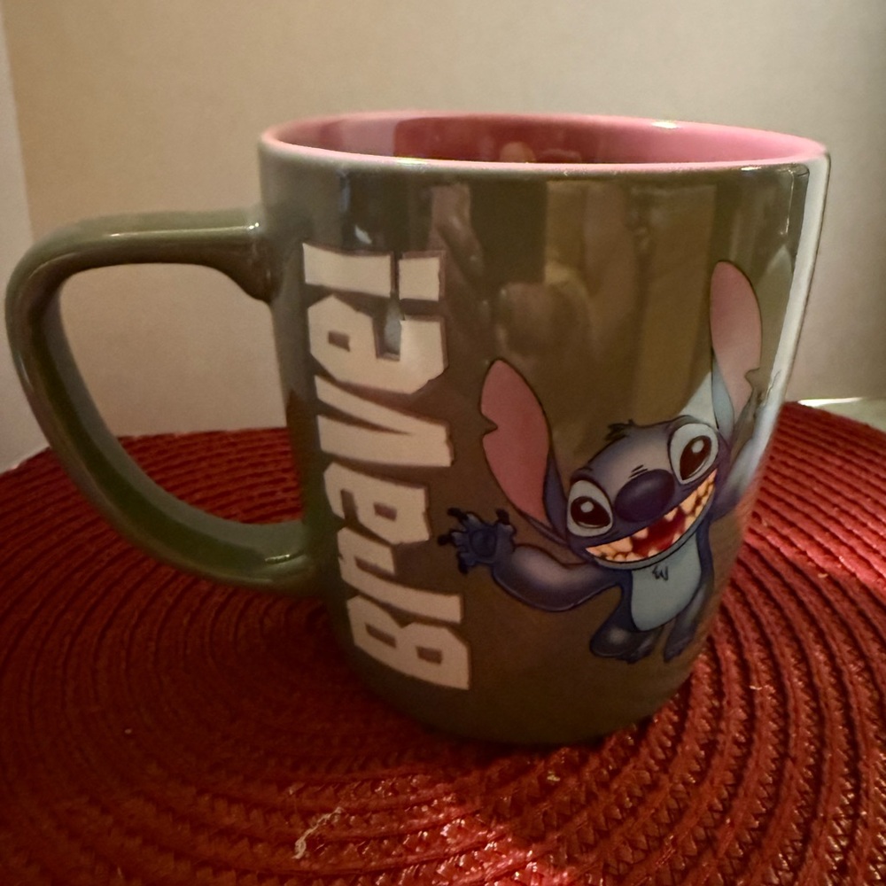 Disney Stitch Brave Mug - Green and Pink